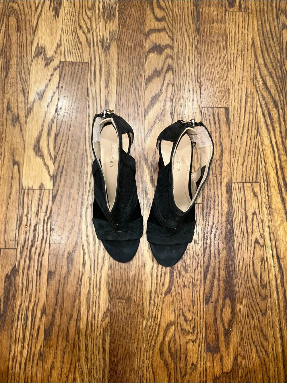 Calvin Klein Black Cutout Mesh Platform Heels - Size 8